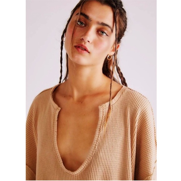 We The Free FREE PEOPLE Buttercup Oversize Thermal Top In Windswept Leaves - Picture 5 of 12